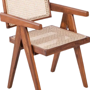 Chandigarh Cane Harmony Chair with Acacia wood frame and handwoven cane seat for modern interiors.