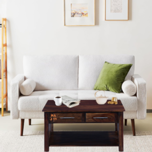 Sheesham Wood Coffee Table with Drawers and Storage Shelf