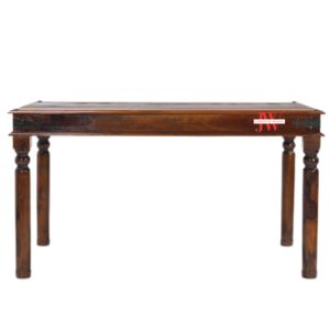 Premium dining table handcrafted in solid Sheesham wood with a smooth lacquer finish, perfect for modern and rustic interiors.
