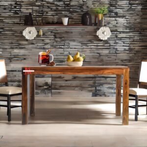 Dining Table Zurich in Sheesham Solid Wood with a rectangular design and natural wood grain finish