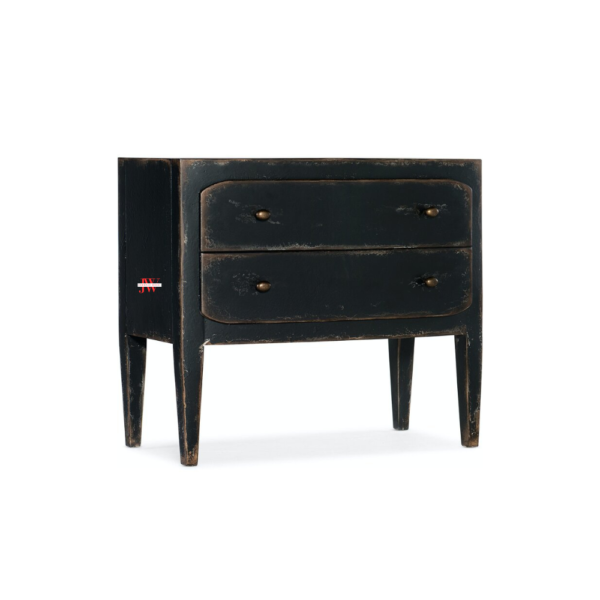 Rustic Black Bedside Table with Two Drawers