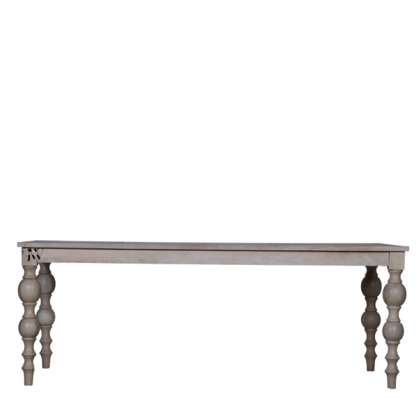 "Mango wood rectangle dining table with natural finish, ideal for modern and rustic interiors."