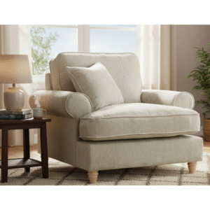 Nisha Royale Sofa – Side Angle View with Wooden Frame and Cushioned Seat