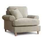 Nisha Royale Sofa – Side Angle View with Wooden Frame and Cushioned Seat