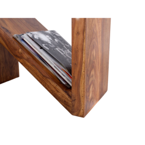 Close-up of Z Shape Side Table in Sheesham Wood showing fine craftsmanship, smooth polish, and rich natural grain texture