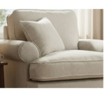 Close-Up of Nisha Royale Wooden Sofa Upholstery and Stitch Detailing