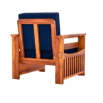 Jasmine Sheesham Wood 1 Seater Sofa Set back view on white background – solid wood frame