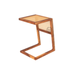 Front view of handmade Sheesham wood C-table with soft cane finish and natural polish.