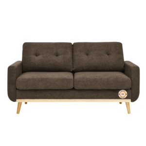 Nirvana Modern Upholstered 2-Seater Sofa front view – solid wood legs and tufted back design