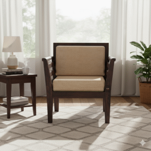 Deccan Royale Sheesham Wood 1 Seater Sofa – Front View