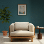 Regalia Wooden Upholstered Sofa placed in a modern living room setup with décor accents