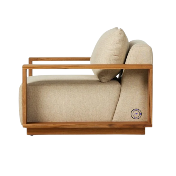 Half side angle view of handcrafted solid wood furniture by Jodhpur Woo