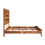 Sheesham Wood Bed Side View – Natural Finish, Solid Wood Bed Without Storage