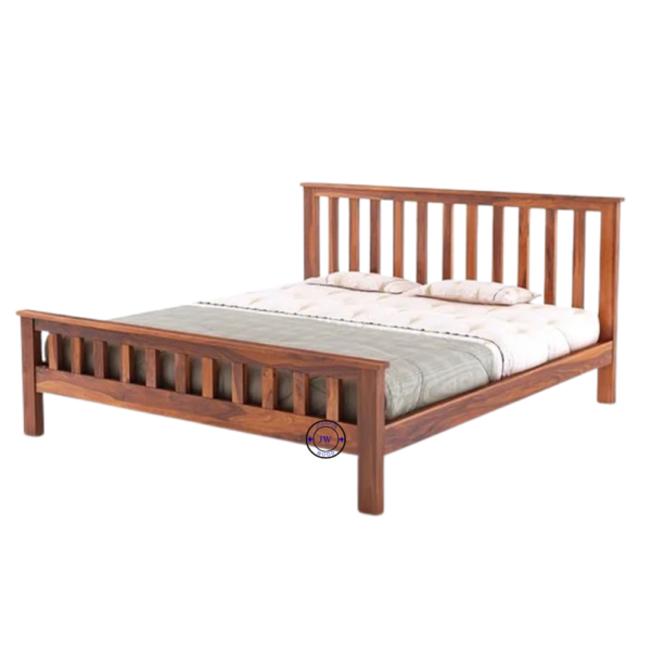 Close-up of Sheesham Wood Bed – Premium Finish and Natural Grain Texture, Handcrafted Solid Wood Furniture India