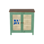 Jodhpur Wood Olyra Solid Wood Cabinet in Olive Green Finish – Front View | Solid Wood Furniture India