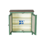 Jodhpur Wood Olyra Solid Wood Cabinet in Olive Green – Open Doors View | Solid Wood Storage Cabinet India
