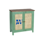 Jodhpur Wood Olyra Solid Wood Cabinet in Olive Green – Side View | Premium Solid Wood Furniture India