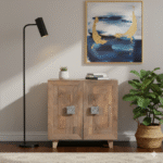 Jodhpur Wood Premium Designer Cabinet with 2 Doors – Lifestyle Front View in Modern Living Room