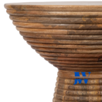 Close-up of Jodhpur Round Wood Ridged Drum End Table showing detailed ridged texture and smooth mango wood finish