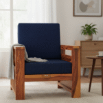 Jasmine Sheesham Wood 1 Seater Sofa Set front view in modern living room décor