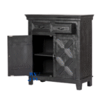 Niya Solid Wood Cabinet with 1 Open Door – Side View | Premium Solid Wood Furniture India