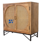 Rajshree Cane Two-Door Wooden Cabinet – Side View | Solid Wood and Cane Furniture India