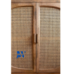 Rajshree Cane Two-Door Wooden Cabinet – Close-up Detailing | Handcrafted Wooden Furniture India