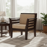 Deccan Royale Sheesham Wood 1 Seater Sofa – Side Lifestyle View in Living Room