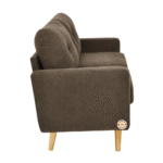Nirvana Modern Upholstered 2-Seater Sofa side view on white background – solid wood legs and tufted back