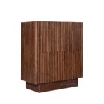 Stephanie Wooden Cabinet with 2 Designer Doors – Side View | Solid Acacia Wood Furniture India