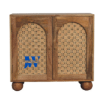 Karigar Nordic Cane Cabinet – Jodhpur Craft Collection, handcrafted wooden cabinet with natural cane front panels