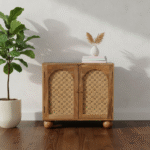 Karigar Nordic Cane Cabinet – Jodhpur Craft Collection styled in a modern living room interior