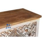 Top view of Kia Wooden Carved Chest – White Distress Finish