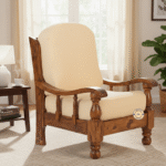 Maharaja Luxe Sofa in Sheesham Wood – Side Lifestyle View in Living Room