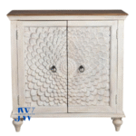 Meera Handcarved Lotus Cabinet in Vintage Finish – Front View