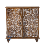 Mehira Handcrafted Wooden Cabinet in Distress Brown Finish – Front View