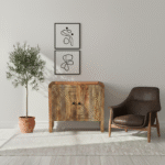 Padma Carved Wooden 2 Door Cabinet in living room – Front View