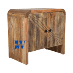 Side view of Padma Carved Wooden 2 Door Cabinet – Solid Wood Handcrafted