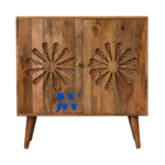 Petal Weave Cane Design Cabinet from Jodhpur Wood – handcrafted solid wood cabinet with floral cane pattern