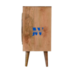 Side view of Seren Cane Front Wooden Cabinet showing solid wood body and smooth craftsmanship