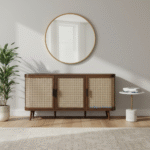 Aero Rattan Cabinet in living room setup – Rajasthani Sheesham furniture