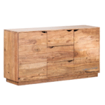 Side angle view of Arden Acacia Sideboard – handcrafted solid wood furniture from Jodhpur by Furn Hands of Artisan