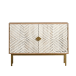 calembe-mango-wood-sideboard-front – front view showing carved geometric design and iron legs