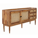 Side view of CaneCraft Sheesham Wood Sideboard with cane doors