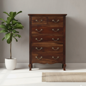 Classic Sheesham Heritage Drawer Chest in Modern Interior – Lifestyle Front View