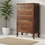 Lifestyle side view of Classic Sheesham Heritage Drawer Chest in a modern home interior