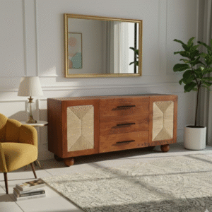 Side view of Rain Two Door Sideboard in natural home setting