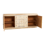 The Jodhpur Wood Aurelia Hand Carved Sideboard – Open Door View Showing Spacious Storage and Carved Detailing