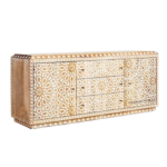 The Jodhpur Wood Aurelia Hand Carved Sideboard – Solid Sheesham Wood Side View with Detailed Carvings