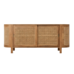 The Jodhpur Wood Rivera Teak Cane Sideboard – Front View of Solid Teak Wood Cabinet with Cane Doors